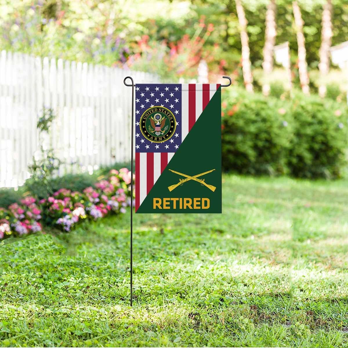 U.S. Army Infantry Retired Garden Flag/Yard Flag 12 Inch x 18 Inch Twin-Side Printing-GDFlag-Army-Branch-Veterans Nation