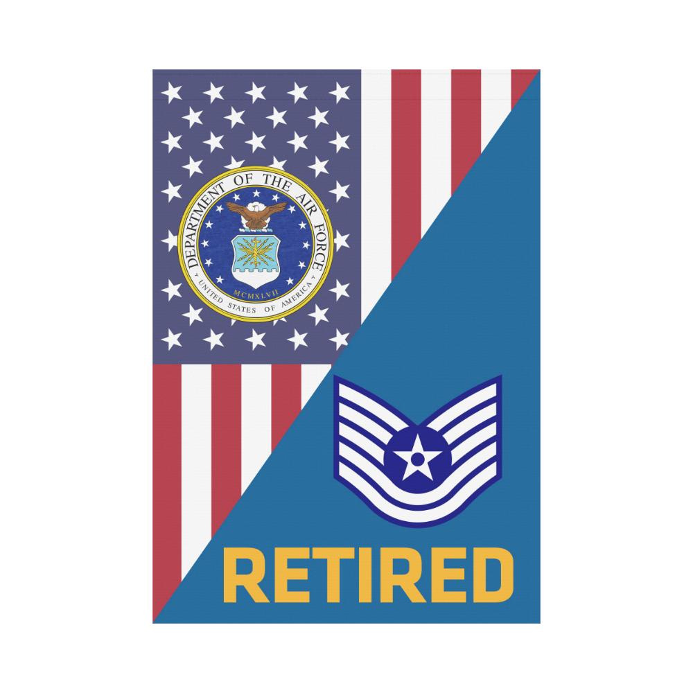 US Air Force E-6 Technical Sergeant TSgt Retired House Flag 28 inches x 40 inches Twin-Side Printing-HouseFlag-USAF-Ranks-Veterans Nation