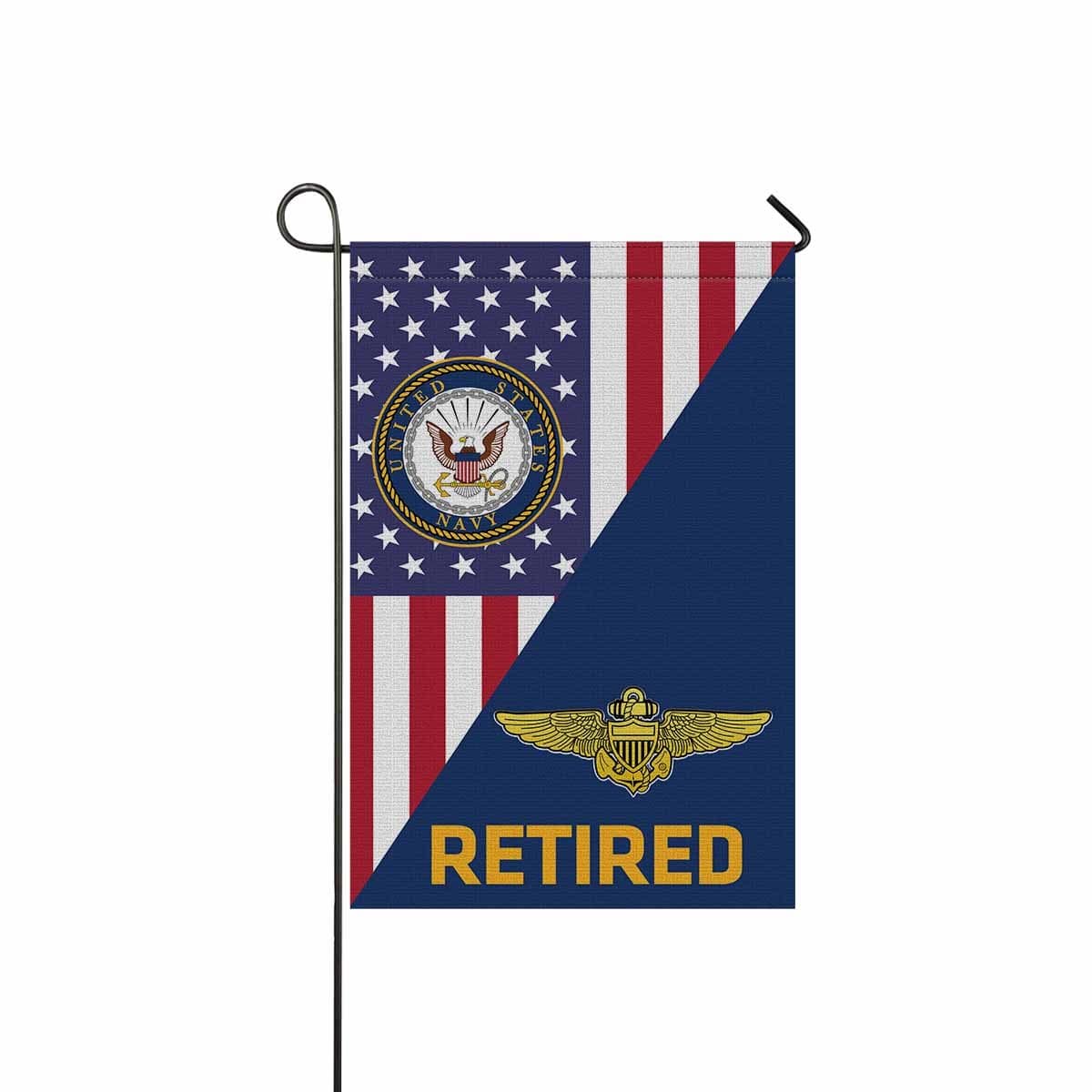 US Navy Naval Aviator Retired Garden Flag/Yard Flag 12 inches x 18 inches Twin-Side Printing-GDFlag-Navy-Badge-Veterans Nation