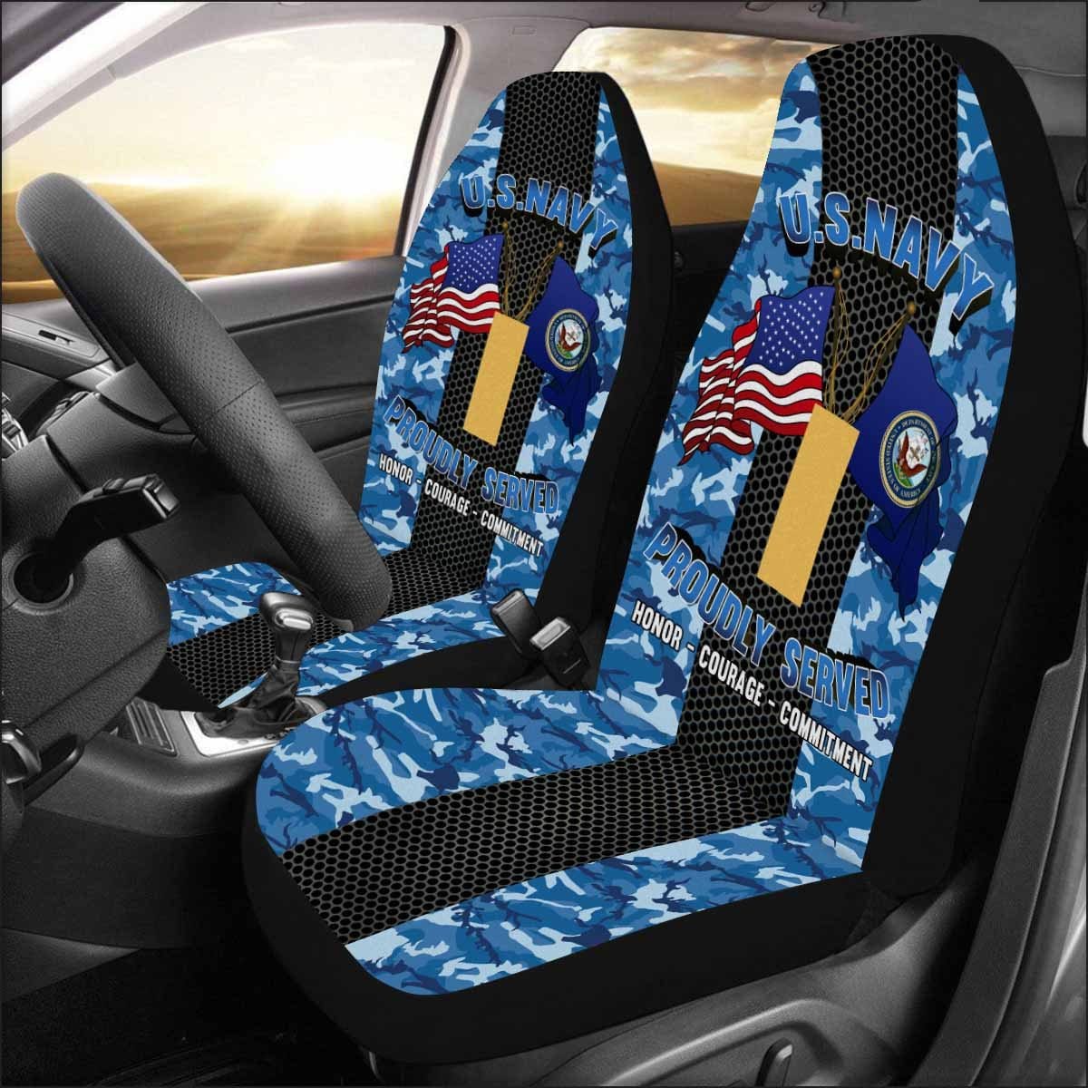 US Navy O-1 Ensign O1 ENS Junior Officer Car Seat Covers (Set of 2)-SeatCovers-Navy-Officer-Veterans Nation