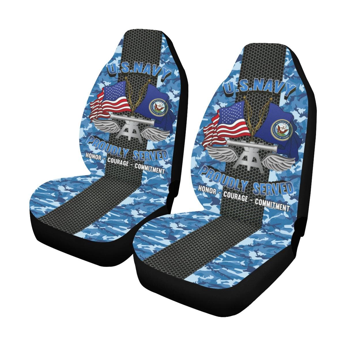 Navy Aviation Fire Control Tech Navy AQ Car Seat Covers (Set of 2)-SeatCovers-Navy-Rate-Veterans Nation