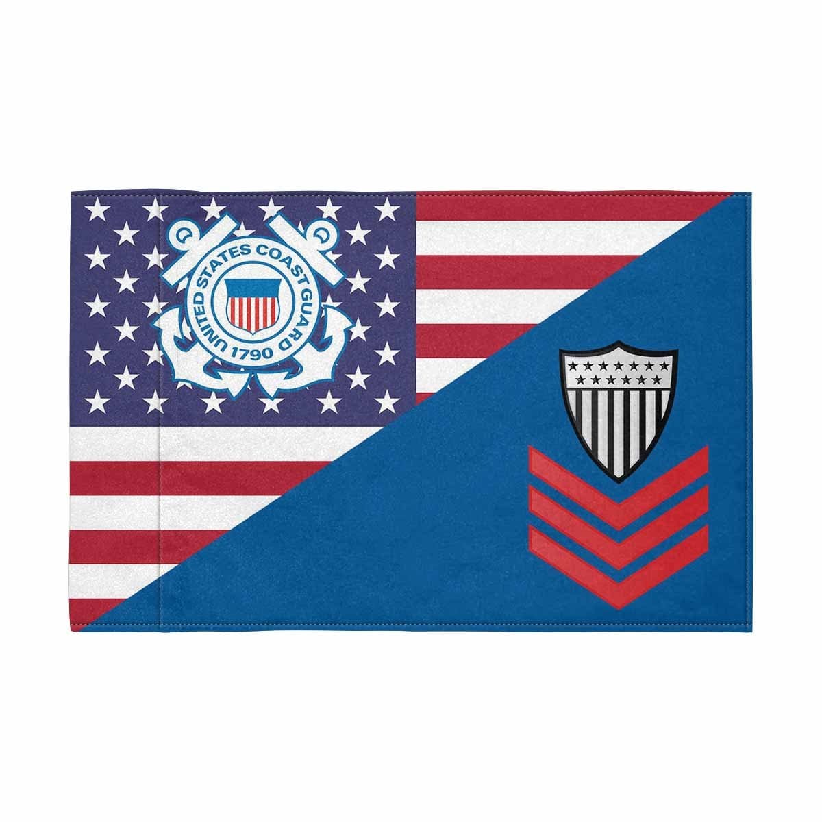 US Coast Guard E-6 Collar Device Motorcycle Flag 9" x 6" Twin-Side Printing D01-MotorcycleFlag-USCG-Veterans Nation