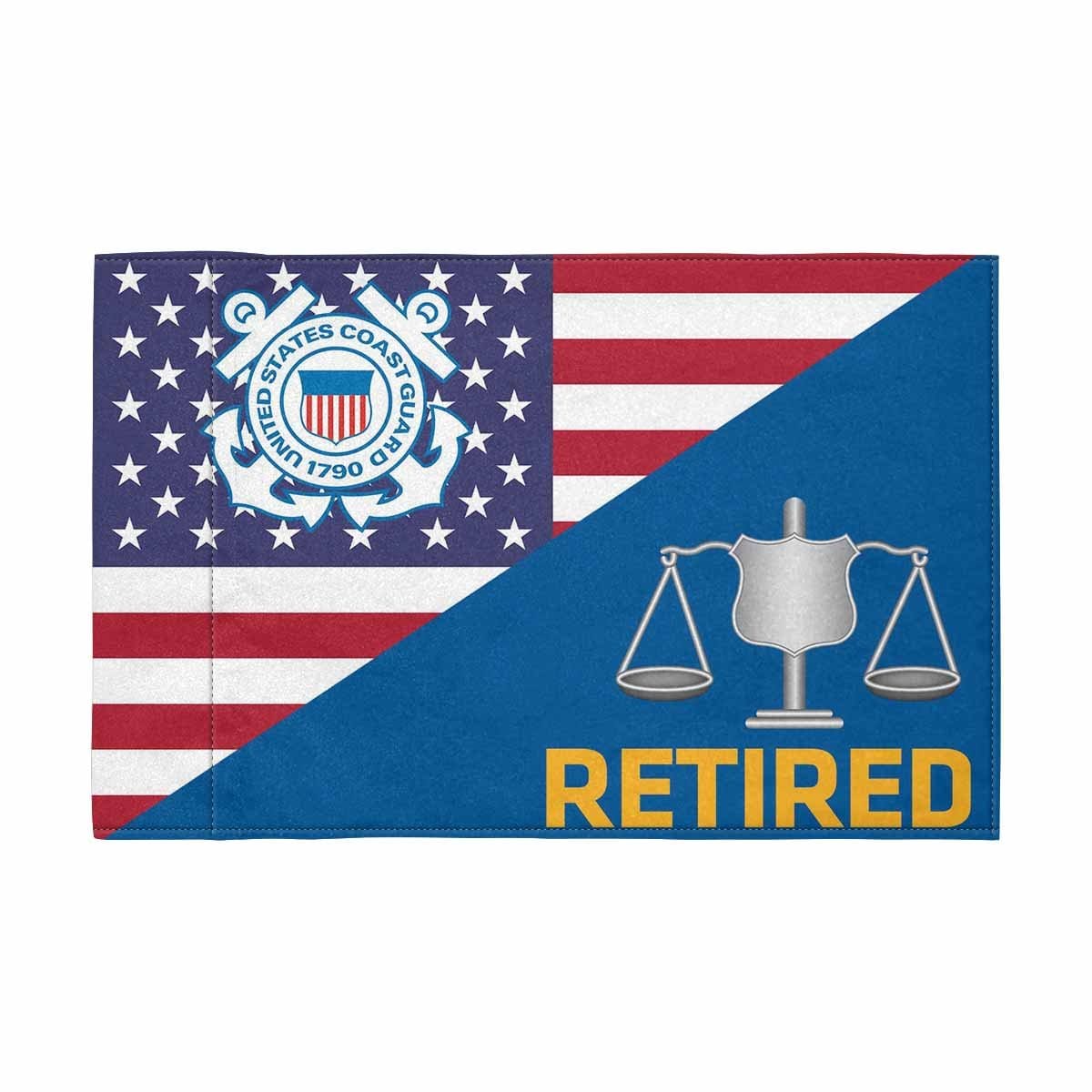 USCG IV Retired Motorcycle Flag 9" x 6" Twin-Side Printing D01-MotorcycleFlag-USCG-Veterans Nation