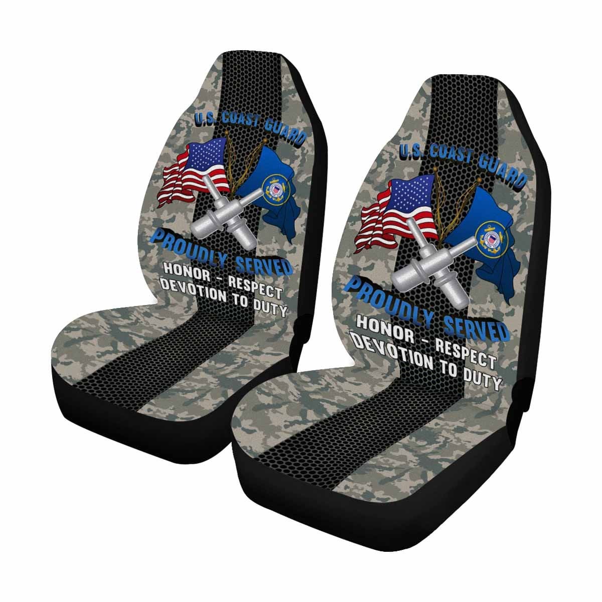 US Coast Guard Gunner's Mate GM Logo Proudly Served - Car Seat Covers (Set of 2)-SeatCovers-USCG-Rate-Veterans Nation