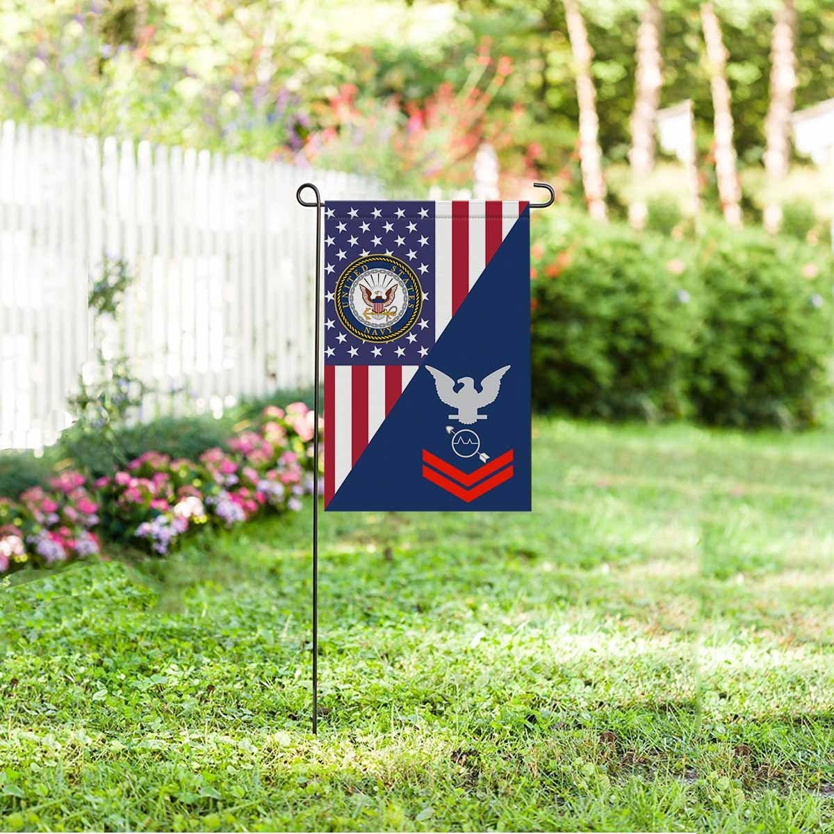 U.S Navy Operations specialist Navy OS E-5 Red Stripe Garden Flag/Yard Flag 12 inches x 18 inches Twin-Side Printing-GDFlag-Navy-Rating-Veterans Nation