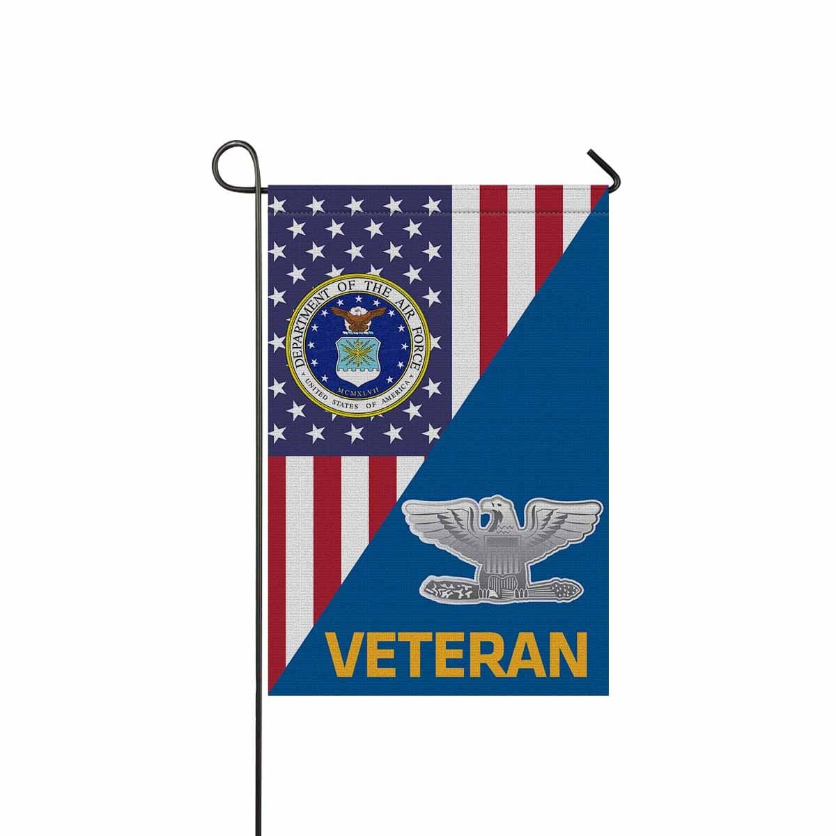 US Air Force O-6 Colonel Col O6 Field Officer Veteran Garden Flag/Yard Flag 12 inches x 18 inches Twin-Side Printing-GDFlag-USAF-Ranks-Veterans Nation