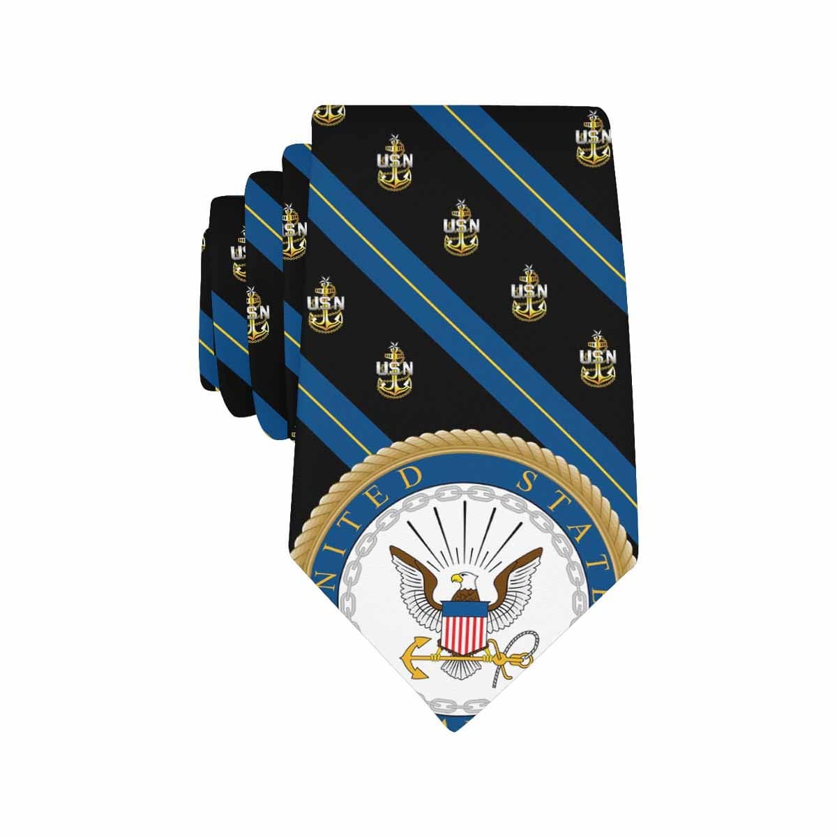 US Navy E-8 Classic Necktie (Two Sides)-Necktie-Navy-Collar-Veterans Nation