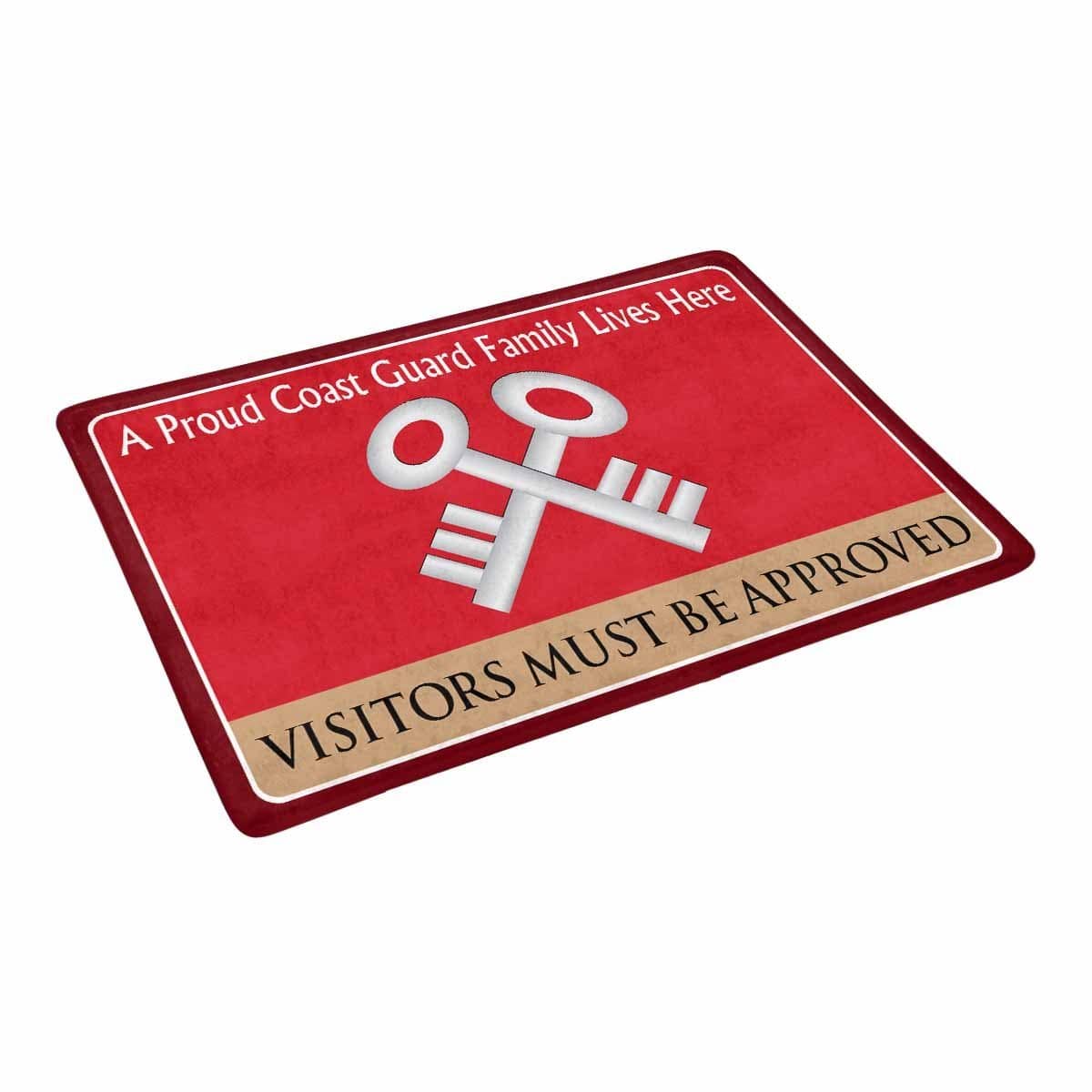 US Coast Guard Storekeeper SK Logo Family Doormat - Visitors must be approved (23.6 inches x 15.7 inches)-Doormat-USCG-Rate-Veterans Nation