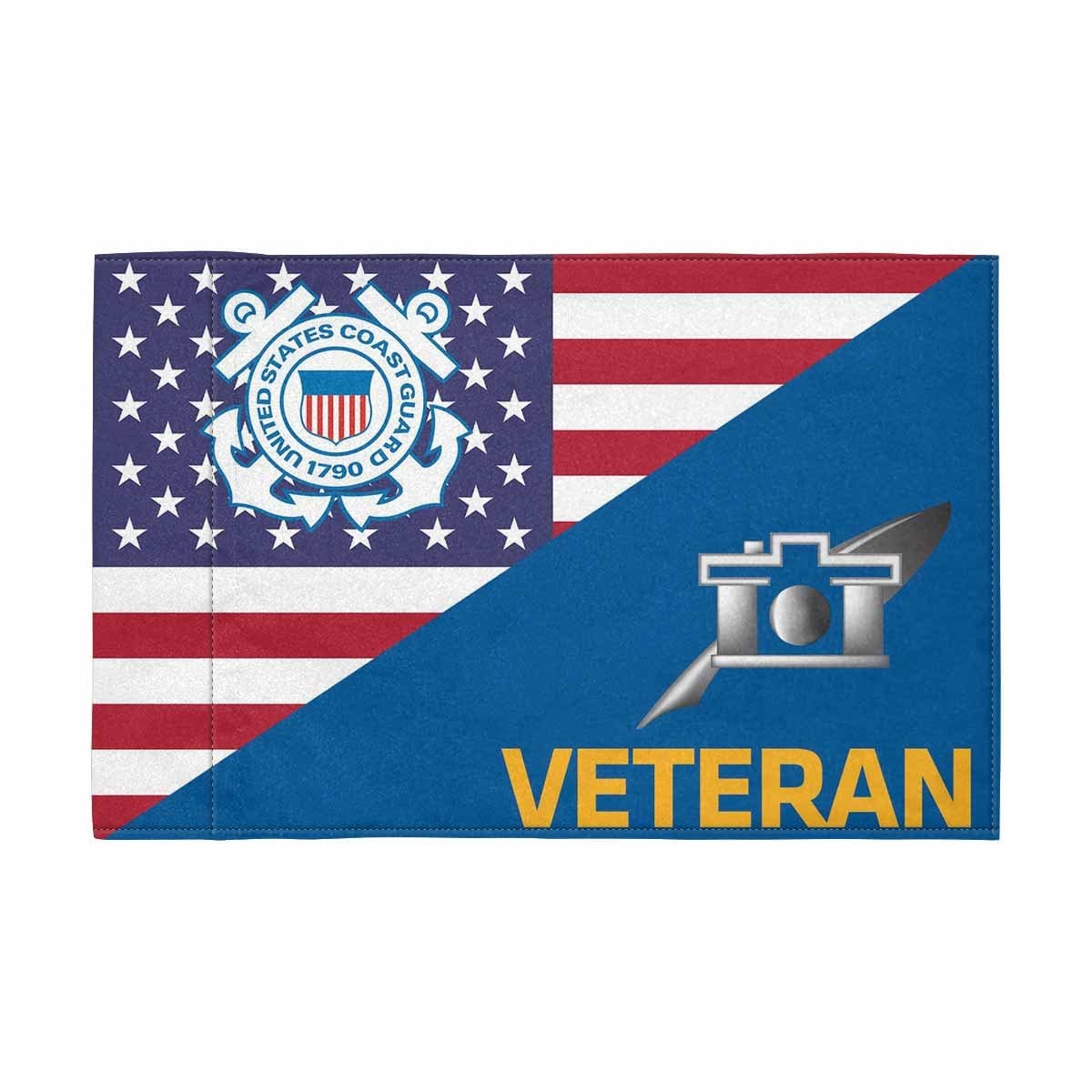 USCG PA Veteran Motorcycle Flag 9" x 6" Twin-Side Printing D01-MotorcycleFlag-USCG-Veterans Nation