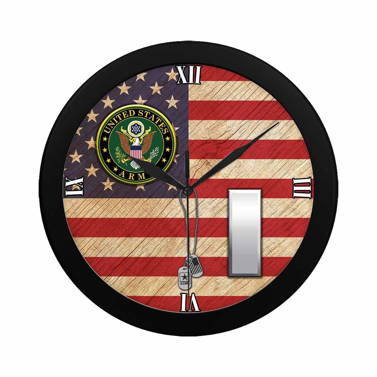 US Army O-2 First Lieutenant O2 1LT Wall Clock-WallClocks-Army-Ranks-Veterans Nation