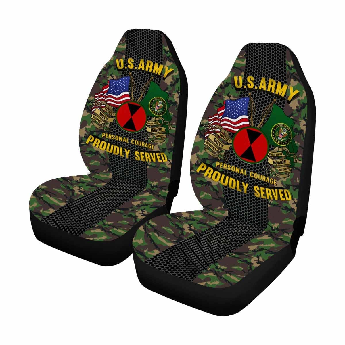 US Army 7th Infantry Division Car Seat Covers (Set of 2)-SeatCovers-Army-CSIB-Veterans Nation