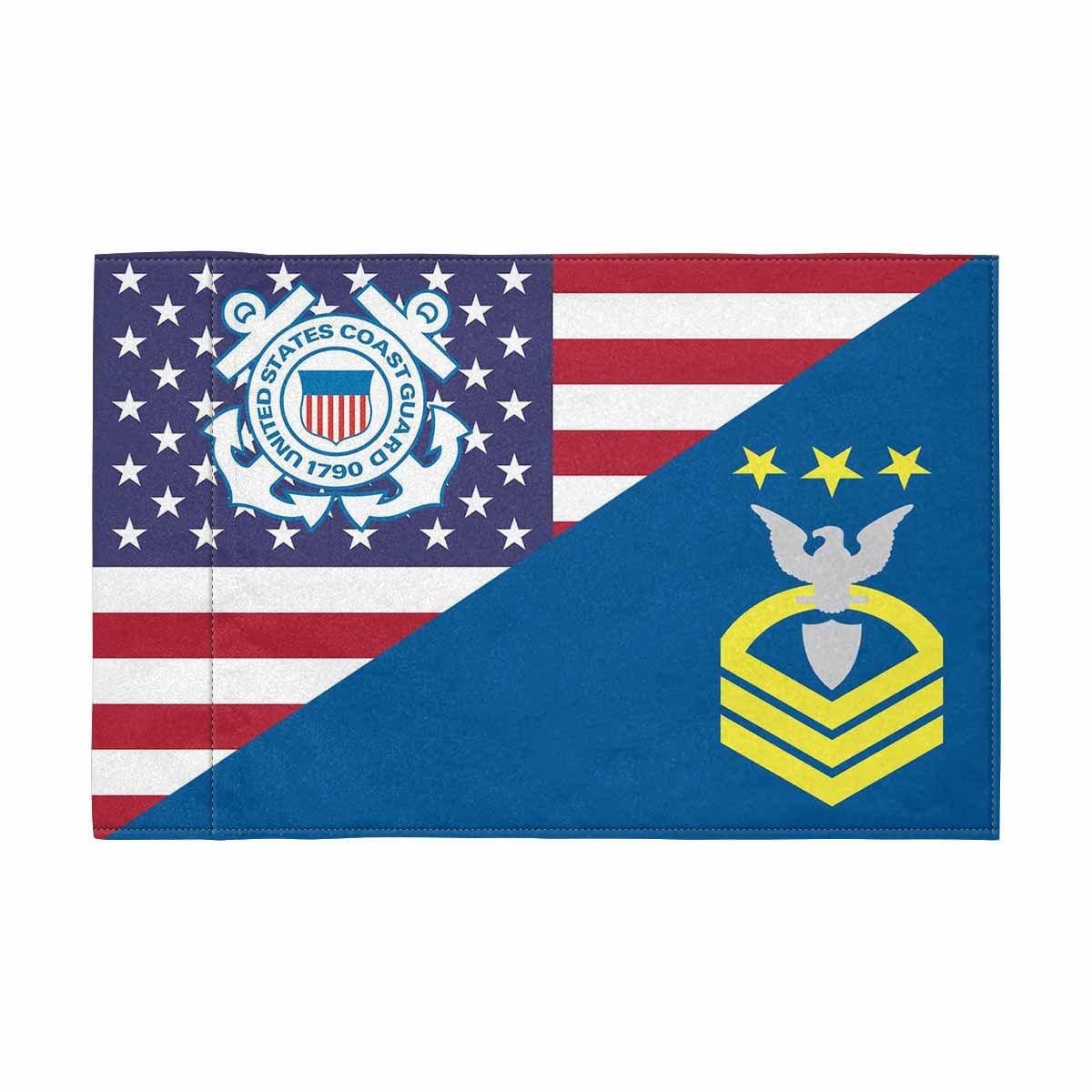 US Coast Guard E-9 MCPOC Collar Device Motorcycle Flag 9" x 6" Twin-Side Printing D01-MotorcycleFlag-USCG-Veterans Nation