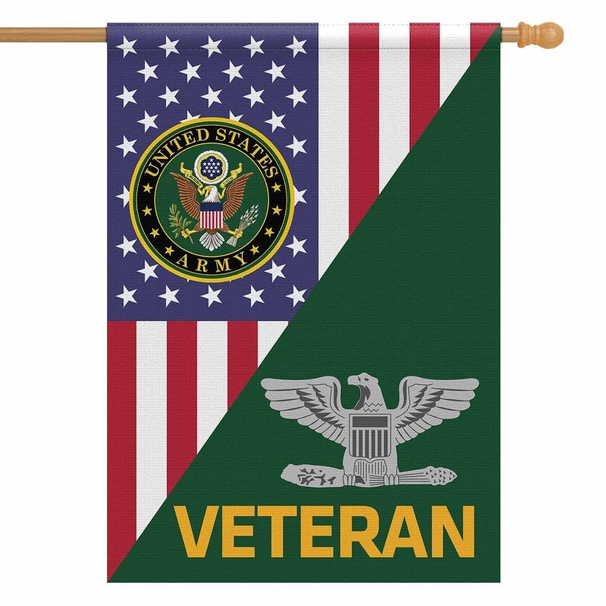 US Army Veteran Insignia With America Flag House Flag 28 Inch x 40 Inch Twin-Side Printing-HouseFlag-Army-Veterans Nation