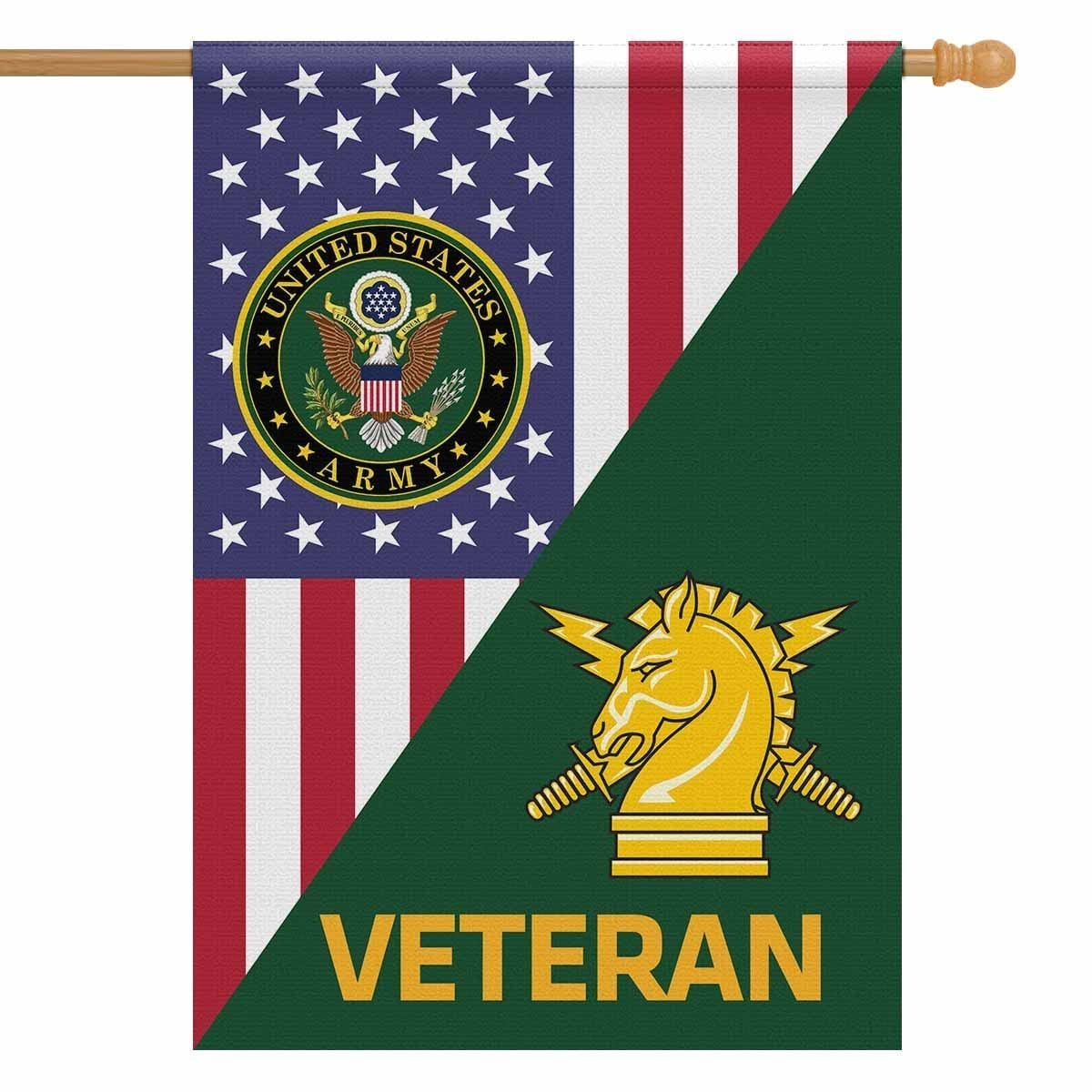 US Army Veteran Insignia With America Flag House Flag 28 Inch x 40 Inch Twin-Side Printing-HouseFlag-Army-Veterans Nation