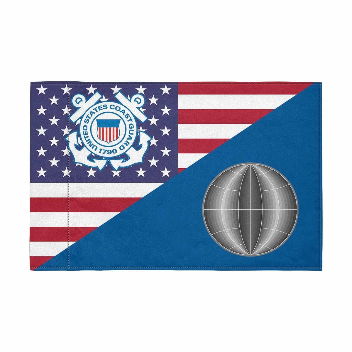 USCG EM Motorcycle Flag 9" x 6" Twin-Side Printing D01-MotorcycleFlag-USCG-Veterans Nation