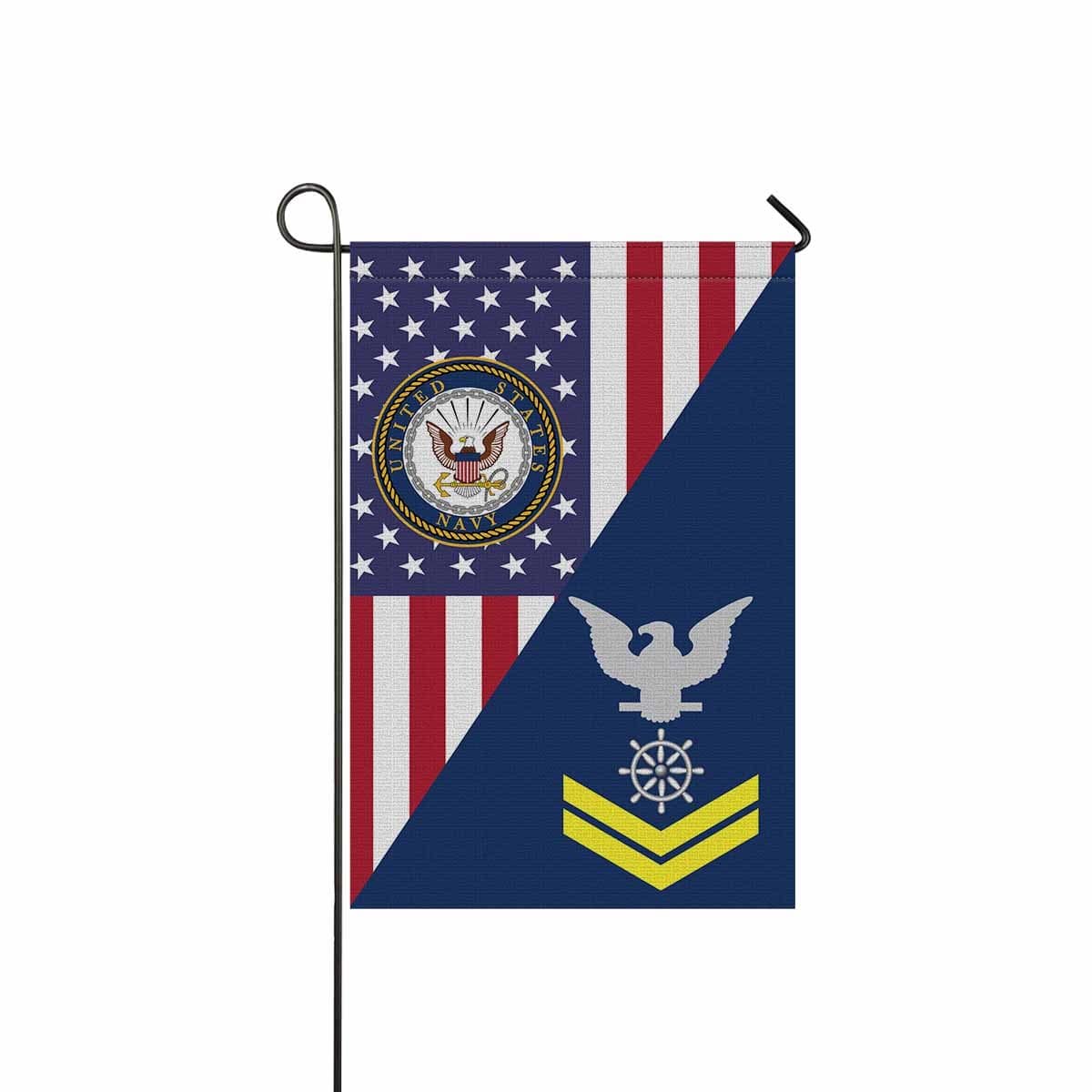 Navy Quartermaster Navy QM E-5 Gold Stripe Garden Flag/Yard Flag 12 inches x 18 inches Twin-Side Printing-GDFlag-Navy-Rating-Veterans Nation