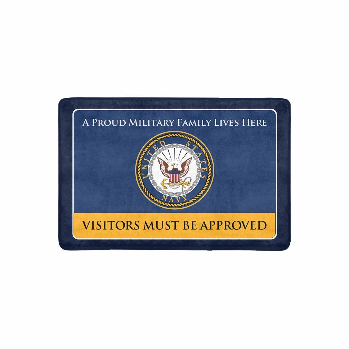 Proud Military Family Navy Doormat - Visitors must be approved-Doormat-Navy-Logo-Veterans Nation