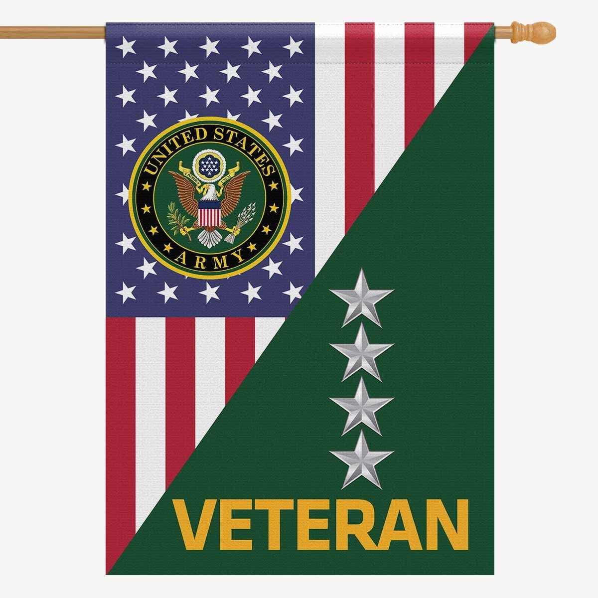 US Army O-10 General O10 GEN Veteran House Flag 28 Inch x 40 Inch 2-Side Printing-HouseFlag-Army-Ranks-Veterans Nation