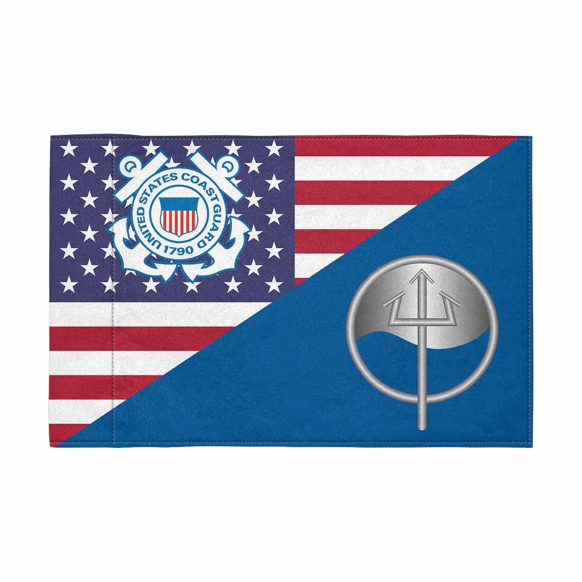 USCG MST Motorcycle Flag 9" x 6" Twin-Side Printing D01-MotorcycleFlag-USCG-Veterans Nation