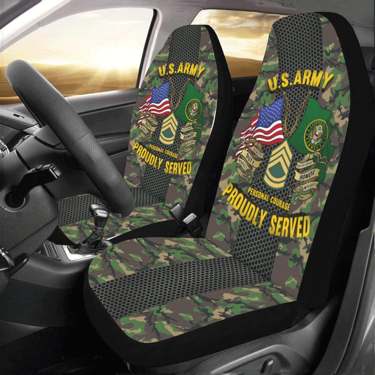 US Army E-7 Sergeant First Class E7 SFC Noncommissioned Officer Car Seat Covers (Set of 2)-SeatCovers-Army-Ranks-Veterans Nation