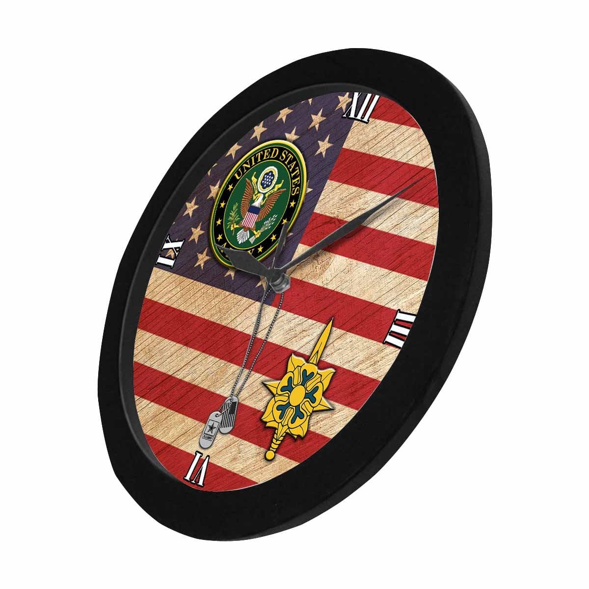 US Army Military Intelligence Branch Black Wall Clock-WallClocks-Army-Branch-Veterans Nation