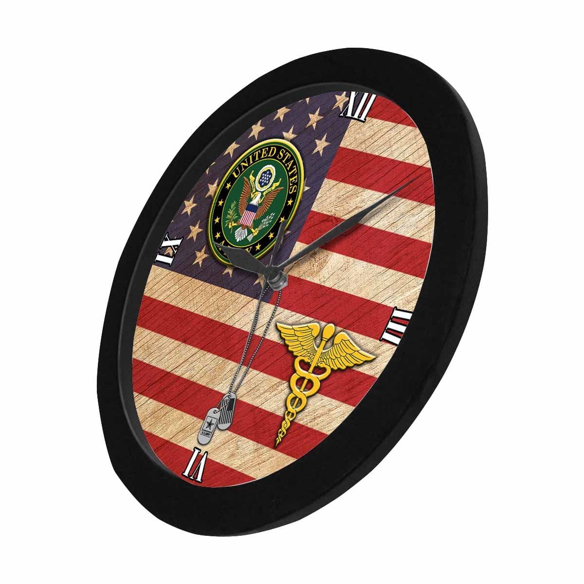 US Army Medical Corps Black Wall Clock-WallClocks-Army-Branch-Veterans Nation