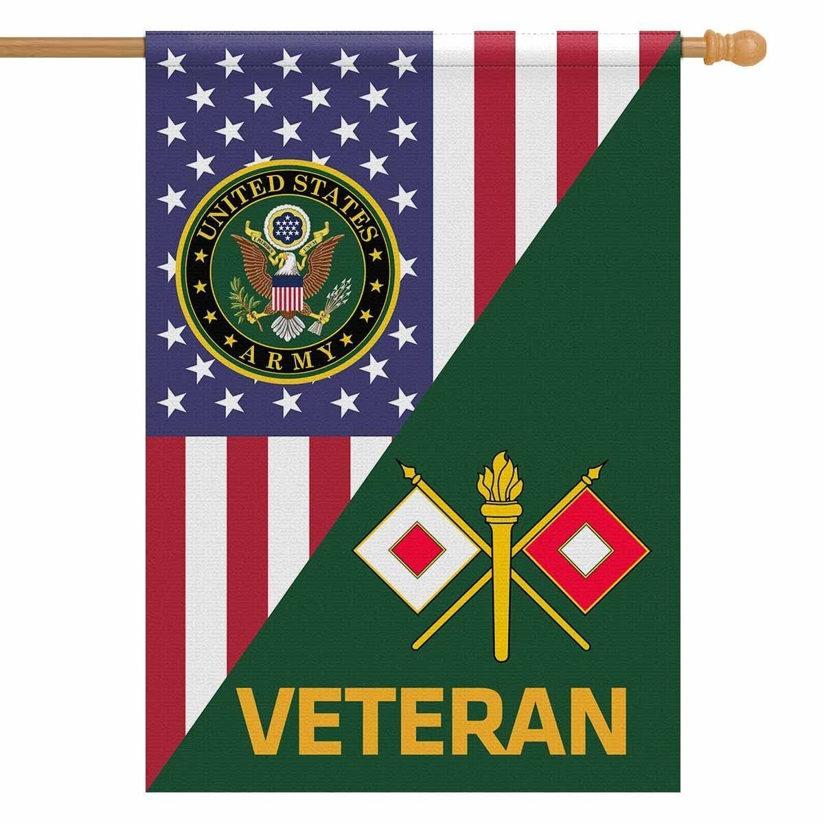 US Army Veteran Insignia With America Flag House Flag 28 Inch x 40 Inch Twin-Side Printing-HouseFlag-Army-Veterans Nation