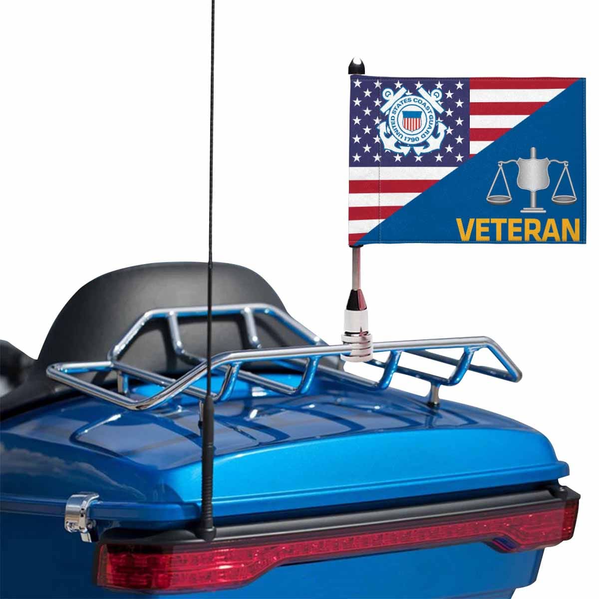 USCG IV Veteran Motorcycle Flag 9" x 6" Twin-Side Printing D01-MotorcycleFlag-USCG-Veterans Nation