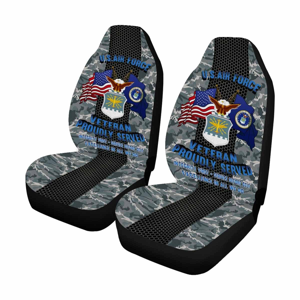 US Air Force Veteran Car Seat Covers (Set of 2)-SeatCovers-USAF-Logo-Veterans Nation