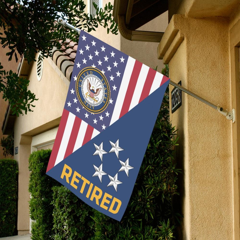 US Navy O-11 Fleet Admiral O11 FADM Flag Officer Retired House Flag 28 inches x 40 inches Twin-Side Printing-HouseFlag-Navy-Officer-Veterans Nation