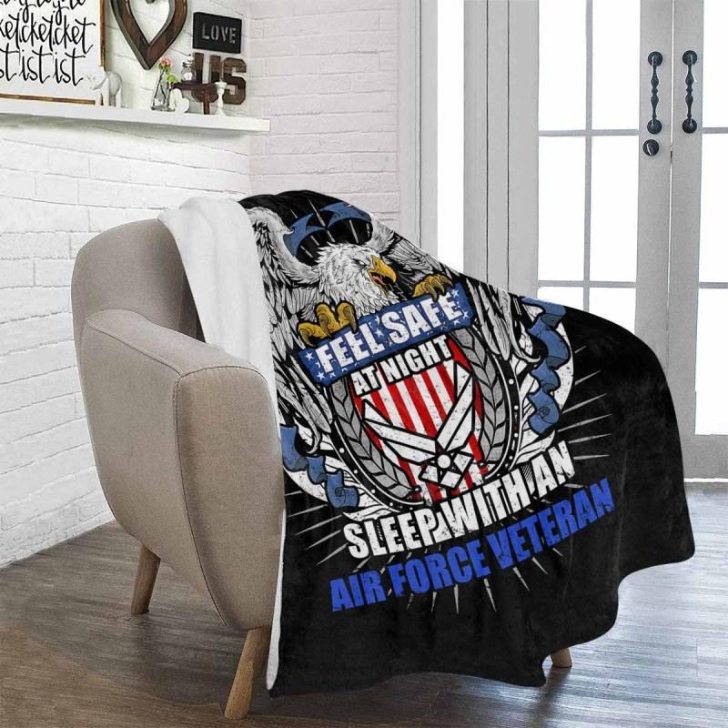 Feel Safe At Night Sleep With An Air Force Veteran Cozy Plush Fleece Blanket - 60x80-Blankets-USAF-Logo-Veterans Nation