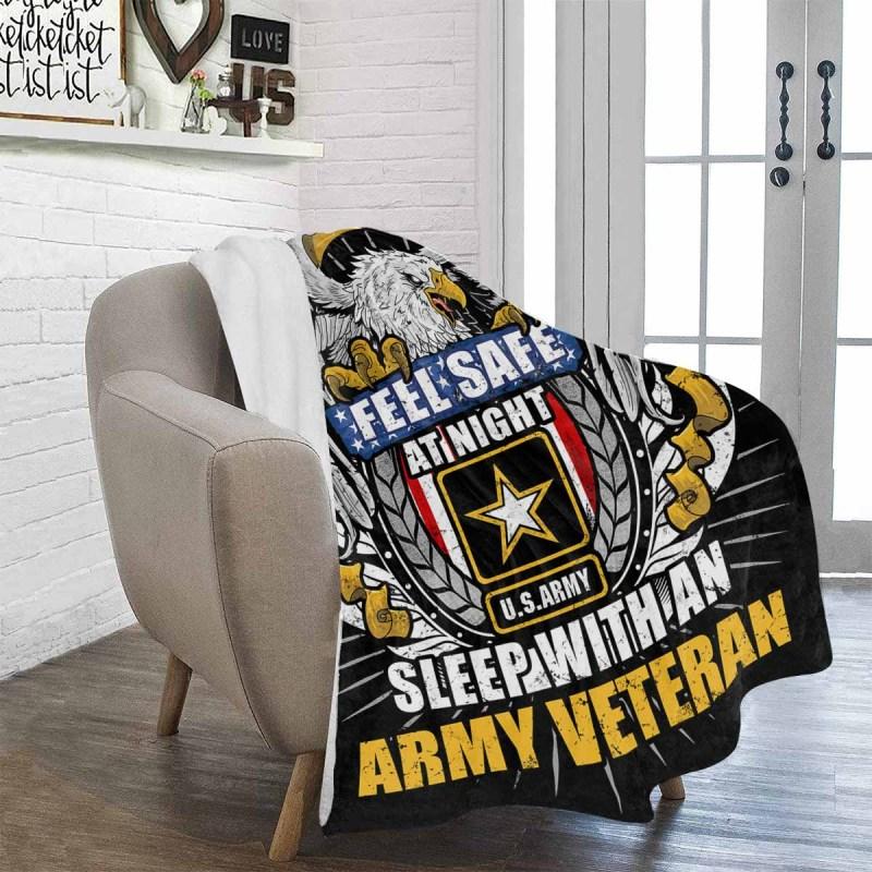 Feel Safe At Night Sleep With An Army Veteran Cozy Plush Fleece Blanket - 60x80-Blankets-Army-Logo-Veterans Nation