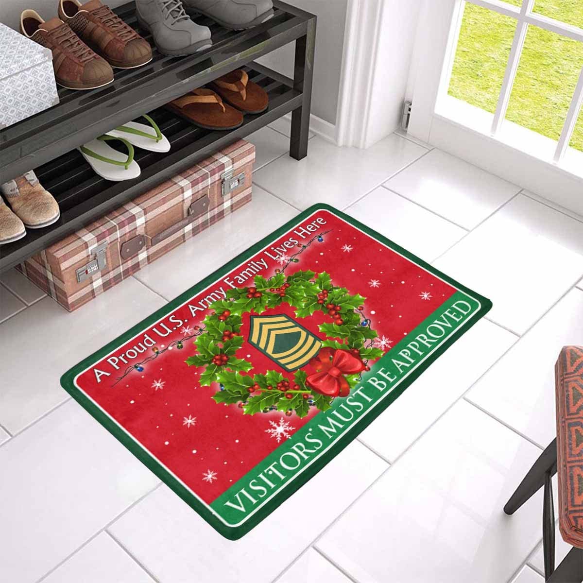 US Army E-8 Master Sergeant E8 MSG Noncommissioned Officer Ranks - Visitors must be approved Christmas Doormat-Doormat-Army-Ranks-Veterans Nation