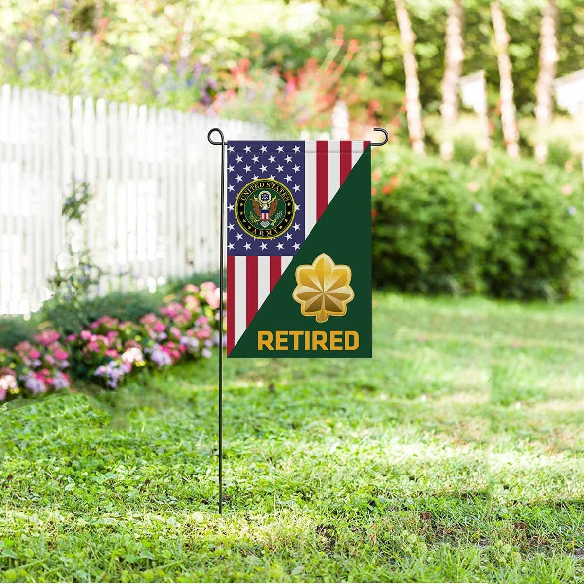 US Army O-4 Major O4 MAJ Field Officer Retired Garden Flag/Yard Flag 12 inches x 18 inches Twin-Side Printing-GDFlag-Army-Ranks-Veterans Nation