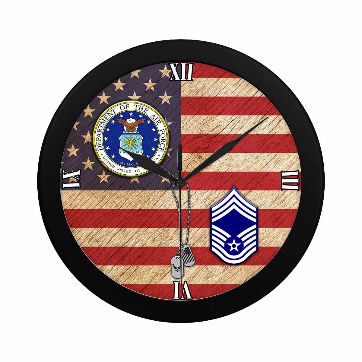 US Air Force E-9 Chief Master Sergeant CMSgt E9 Wall Clock-WallClocks-USAF-Ranks-Veterans Nation