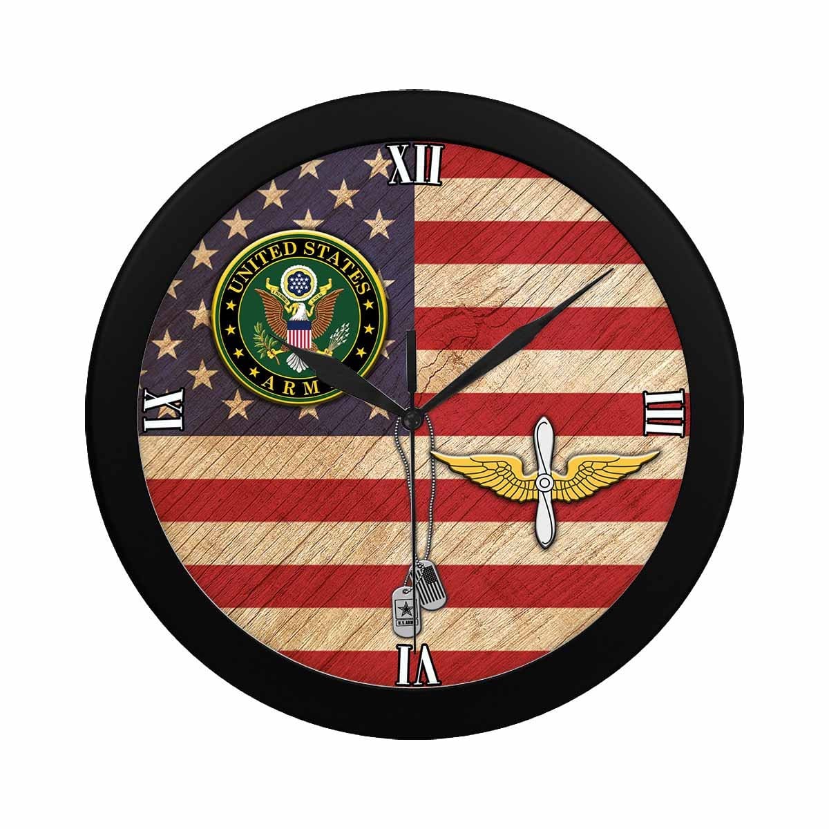 US Army Aviation Black Wall Clock-WallClocks-Army-Branch-Veterans Nation