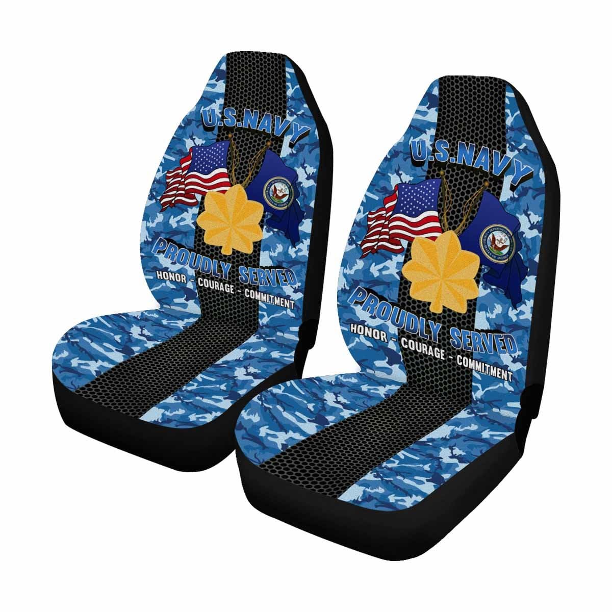 US Navy O-4 Lieutenant Commander O4 LCDR Junior Officer Car Seat Covers (Set of 2)-SeatCovers-Navy-Officer-Veterans Nation