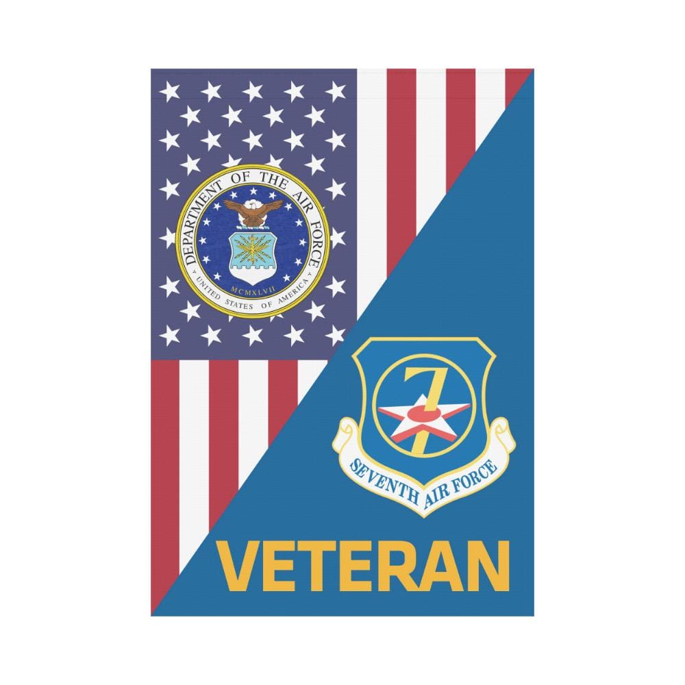 US Air Force Seventh Air Force Veteran House Flag 28 inches x 40 inches Twin-Side Printing-HouseFlag-USAF-Shield-Veterans Nation