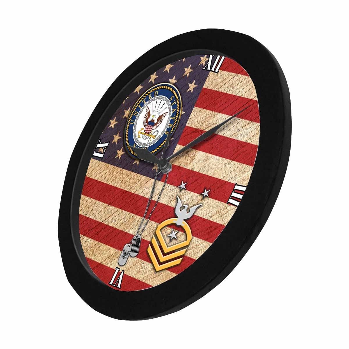 US Navy E-9 Command Master Chief Petty Officer E9 CMDCM Senior Enlisted Advisor Collar Device Wall Clock-WallClocks-Navy-Collar-Veterans Nation