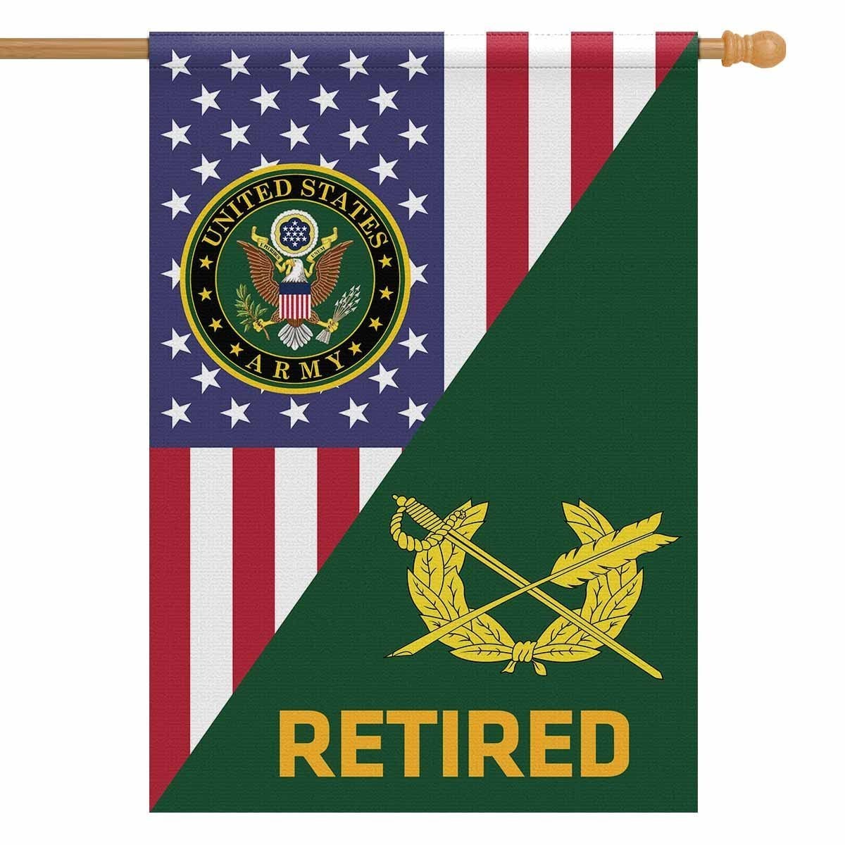 US Army Retired Insignia With America Flag House Flag 28 Inch x 40 Inch Twin-Side Printing-HouseFlag-Army-Veterans Nation