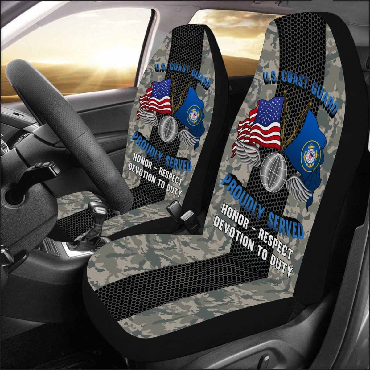 US Coast Guard Aviation Electricians Mate AE Logo Proudly Served - Car Seat Covers (Set of 2)-SeatCovers-USCG-Rate-Veterans Nation