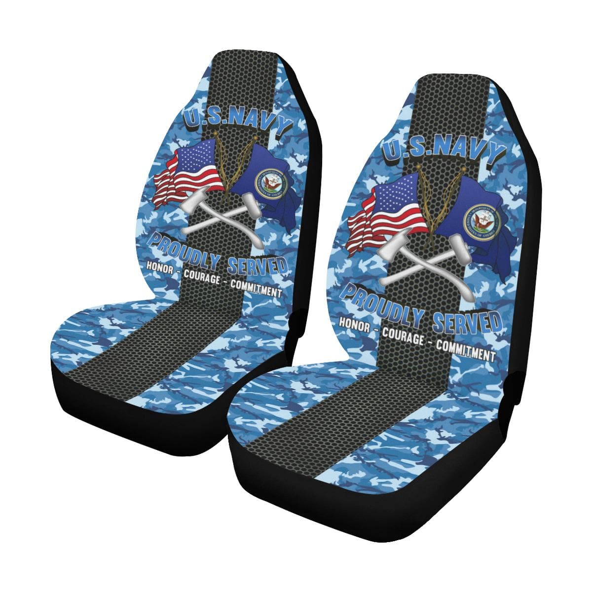 Navy Damage Controlman Navy DC Car Seat Covers (Set of 2)-SeatCovers-Navy-Rate-Veterans Nation