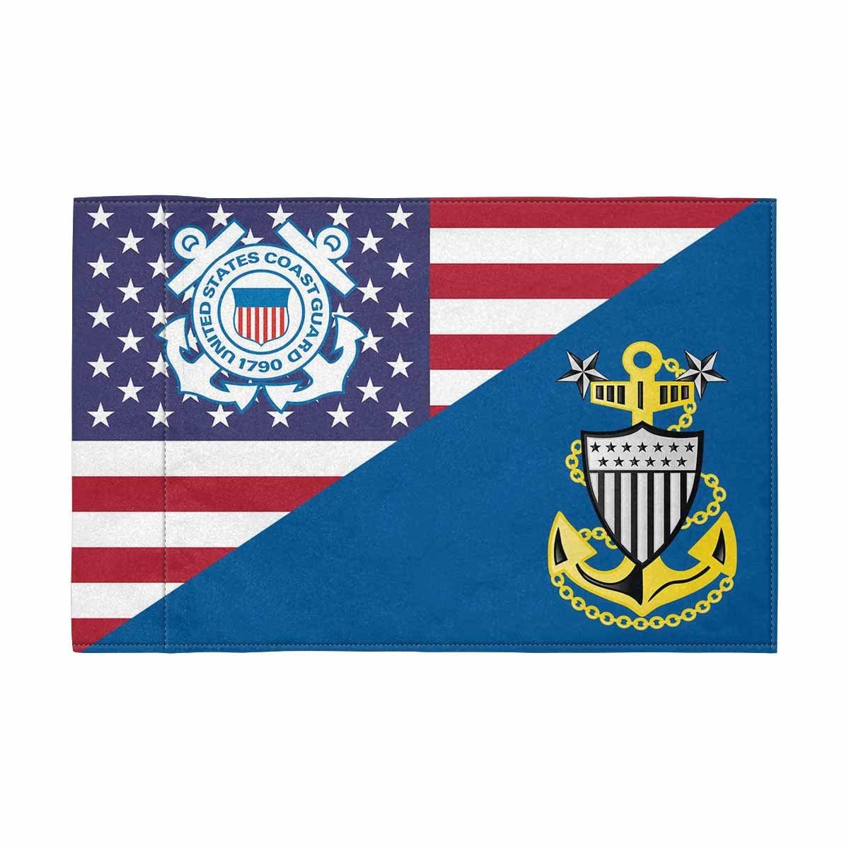 US Coast Guard E-9 MCPO Collar Device Motorcycle Flag 9" x 6" Twin-Side Printing D01-MotorcycleFlag-USCG-Veterans Nation