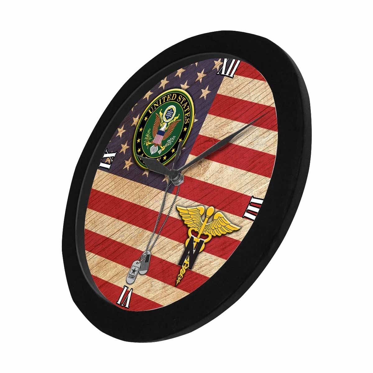 US Army Nurse Corps Black Wall Clock-WallClocks-Army-Branch-Veterans Nation