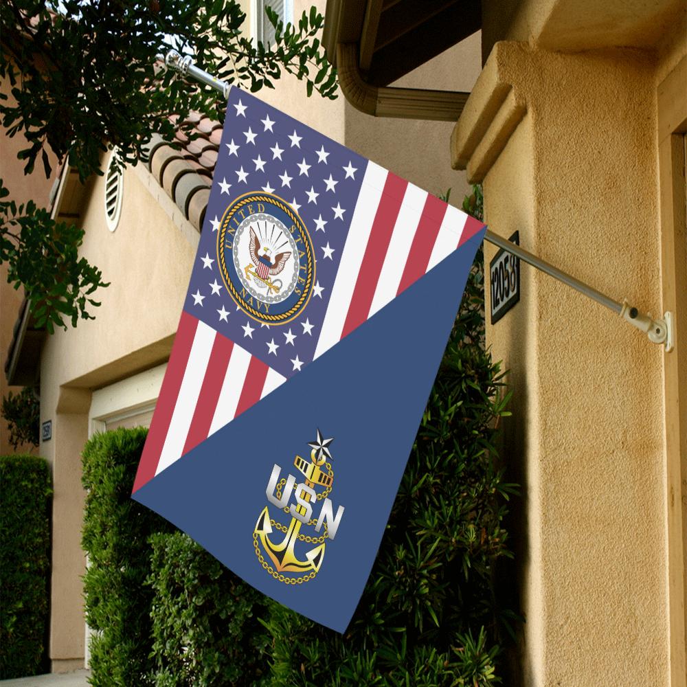 US Navy E-8 Senior Chief Petty Officer E8 SCPO Senior Noncommissioned Officer Collar Device House Flag 28 inches x 40 inches Twin-Side Printing-HouseFlag-Navy-Collar-Veterans Nation