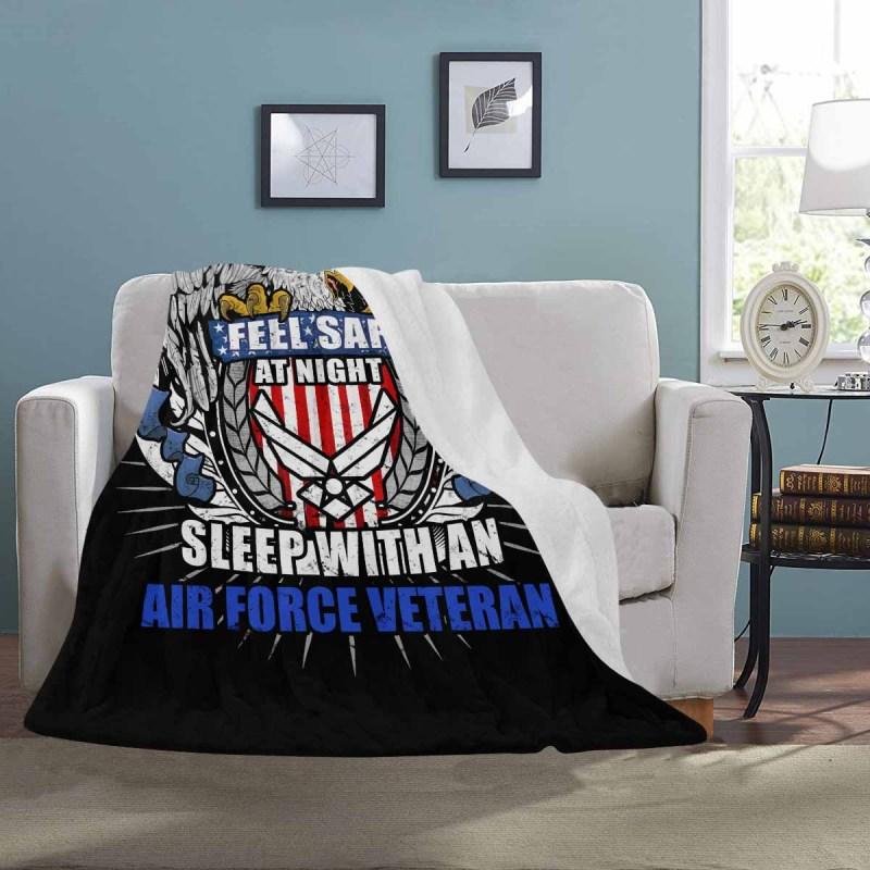 Feel Safe At Night Sleep With An Air Force Veteran Sherpa Blanket - 50x60-Blankets-USAF-Logo-Veterans Nation