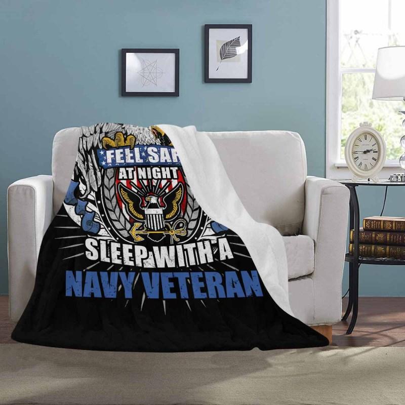 Feel Safe At Night Sleep With A Navy Veteran Cozy Plush Fleece Blanket - 60x80-Blankets-Navy-Logo-Veterans Nation