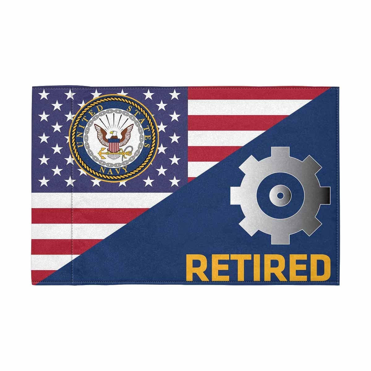 US Navy Engineman Navy EN Retired Motorcycle Flag 9" x 6" Twin-Side Printing D01-MotorcycleFlag-Navy-Veterans Nation