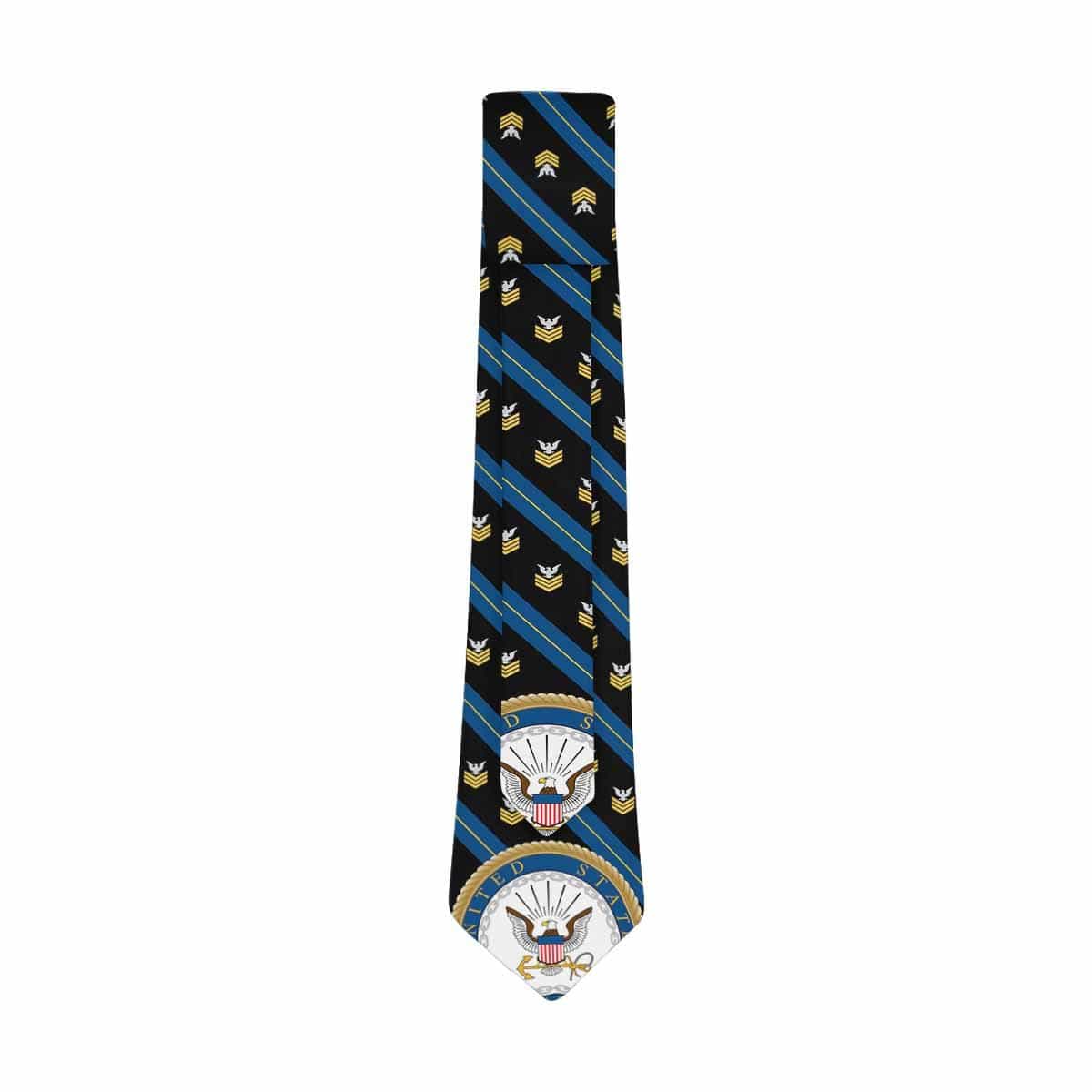 US Navy E-6 Gold Stripe Classic Necktie (Two Sides)-Necktie-Navy-Collar-Veterans Nation