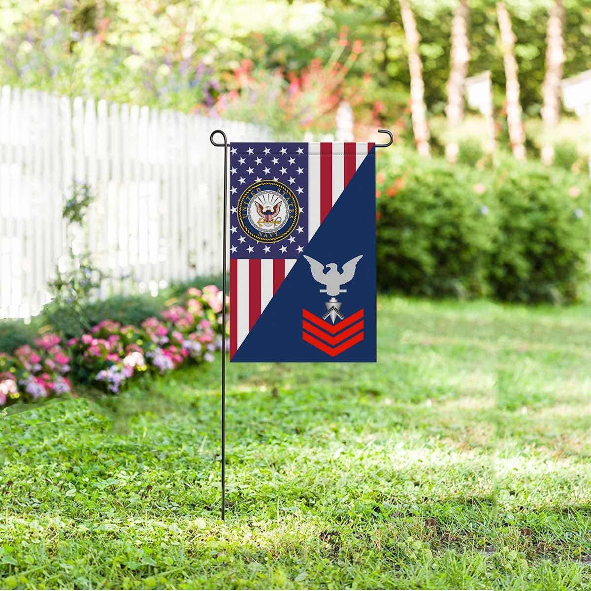 U.S Navy Builder Navy BU E-6 Red Stripe Garden Flag/Yard Flag 12 inches x 18 inches Twin-Side Printing-GDFlag-Navy-Rating-Veterans Nation